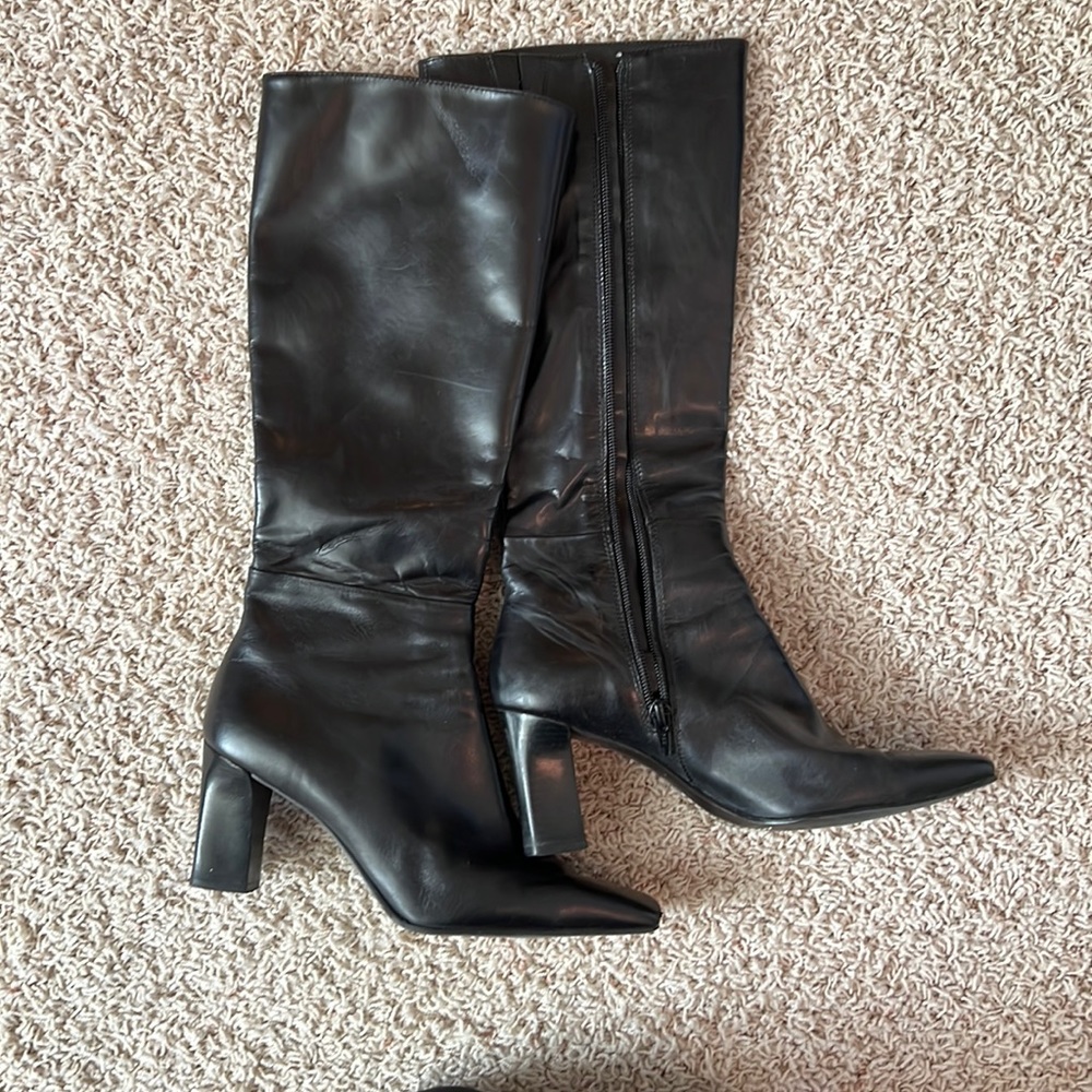 Black leather boots
